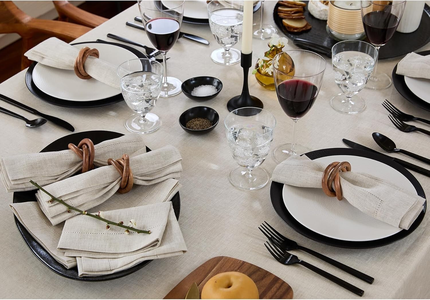 Handcrafted 100% Pure Linen Dinner Napkins - Set of 6 for Elegant Table Settings