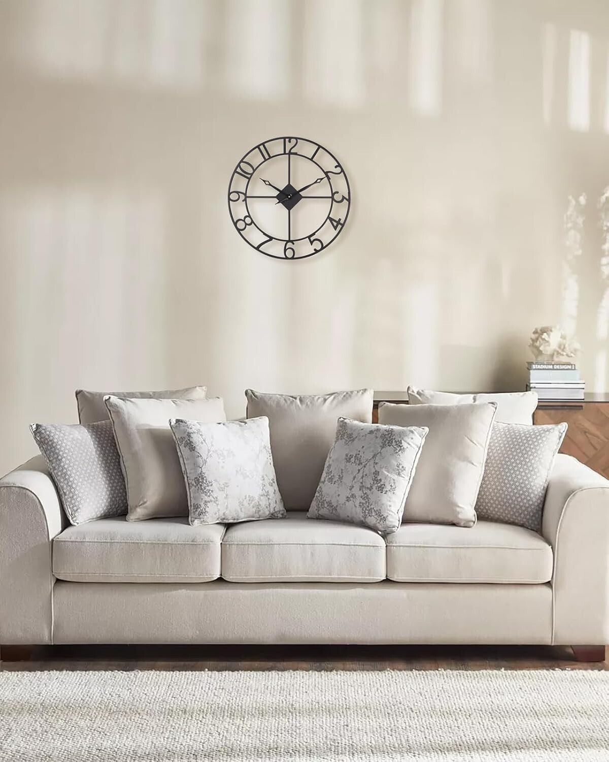 Large 18-Inch Battery Operated Silent Clock for Living Room, Kitchen & Patio