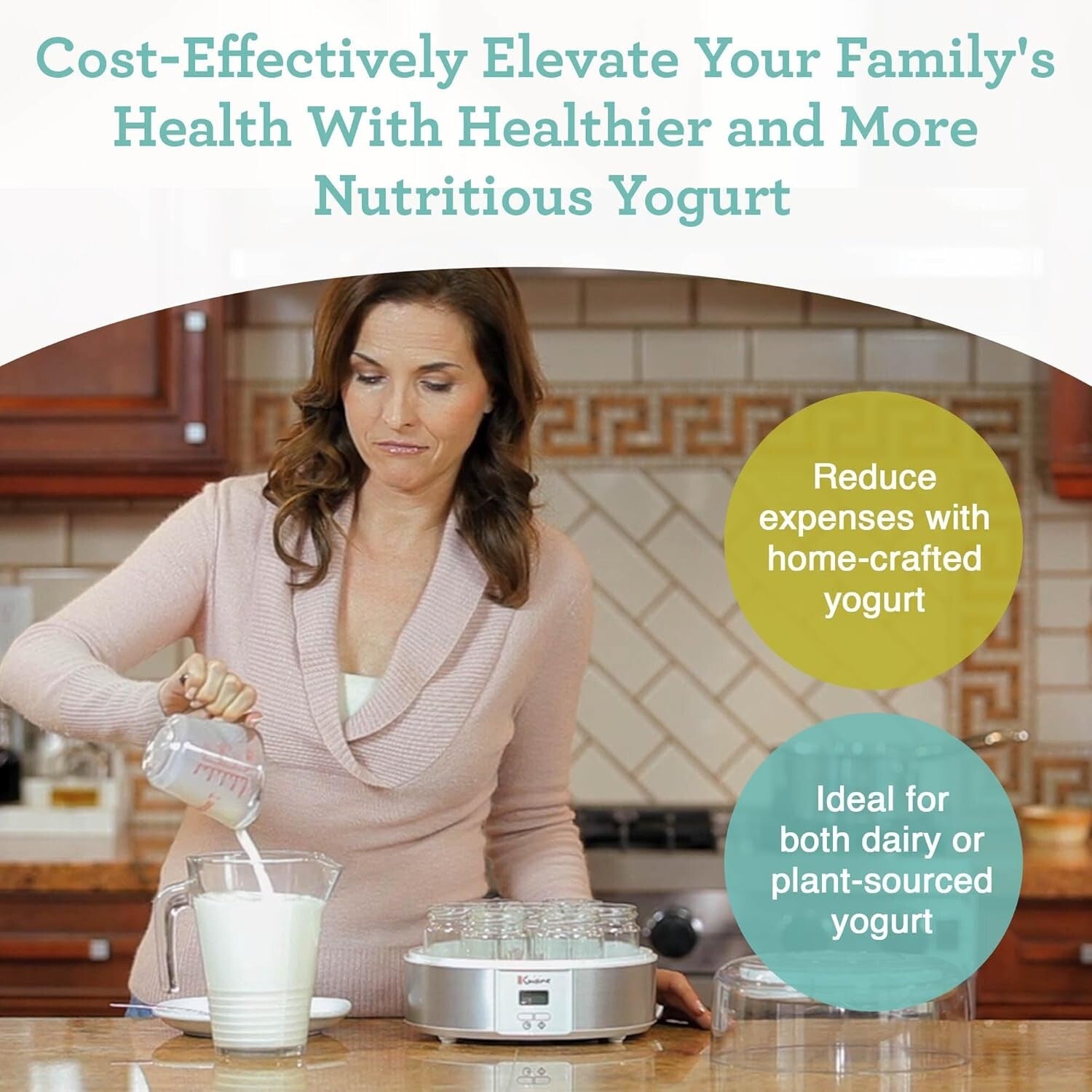 Automatic Digital Yogurt Maker with 7 Glass Jars for Homemade Probiotics