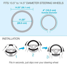 Load image into Gallery viewer, Durable 14-Inch Black Leather Steering Wheel Cover with Stylish Gray Stitching