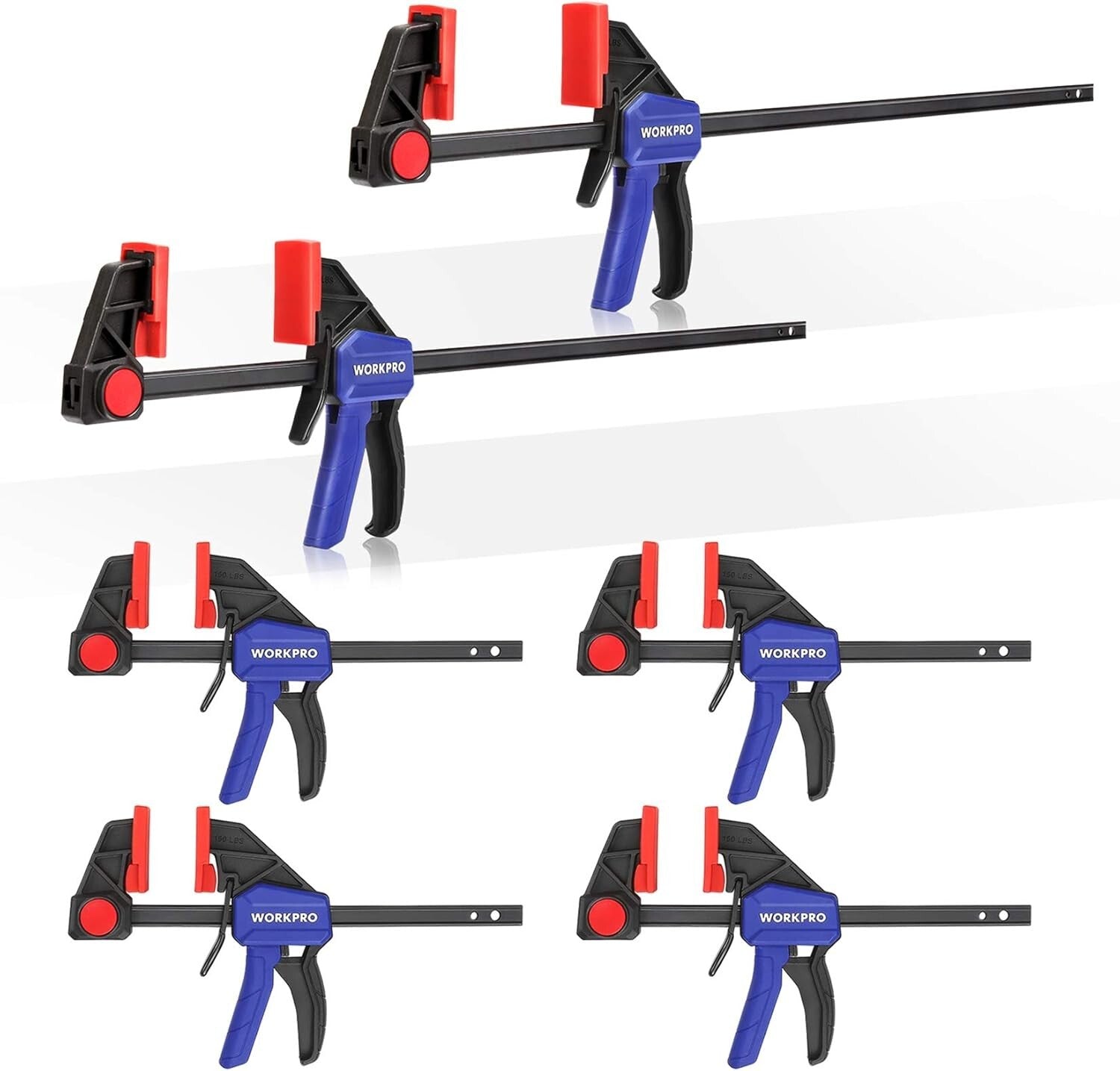 Lightweight Woodworking Clamp/Spreader Set - 6-Pack with Ergonomic Handle
