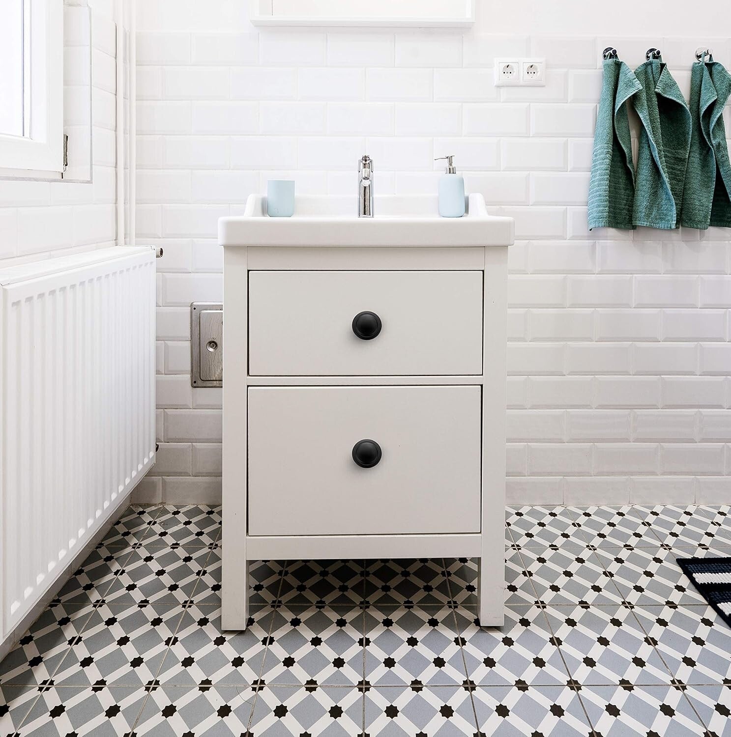 Universal Round 1-1/4 Inch Matte Black Knobs for Cabinets & Dressers - 40 Pack