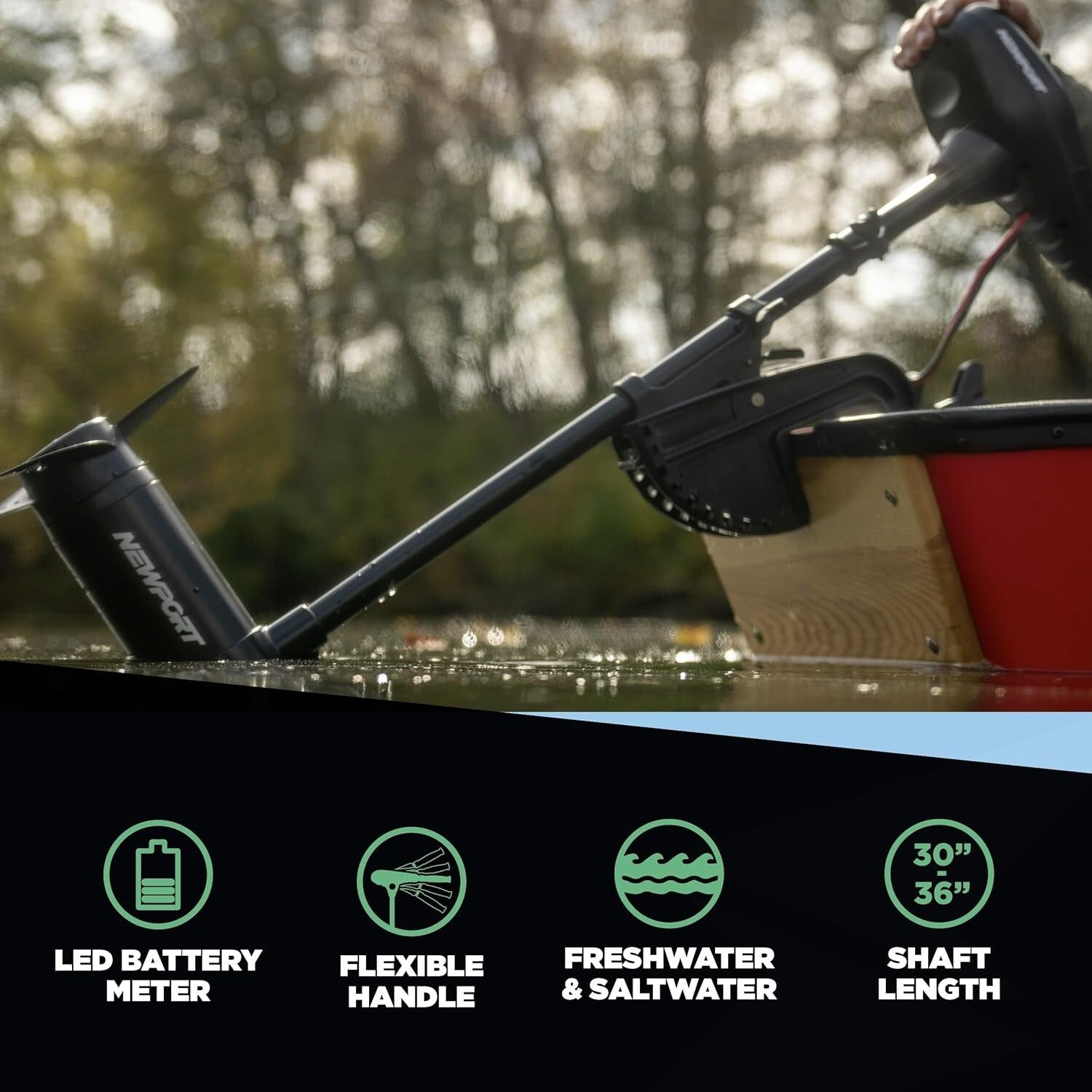 62lb Thrust Saltwater Trolling Motor with LED Battery Indicator - 36" Shaft