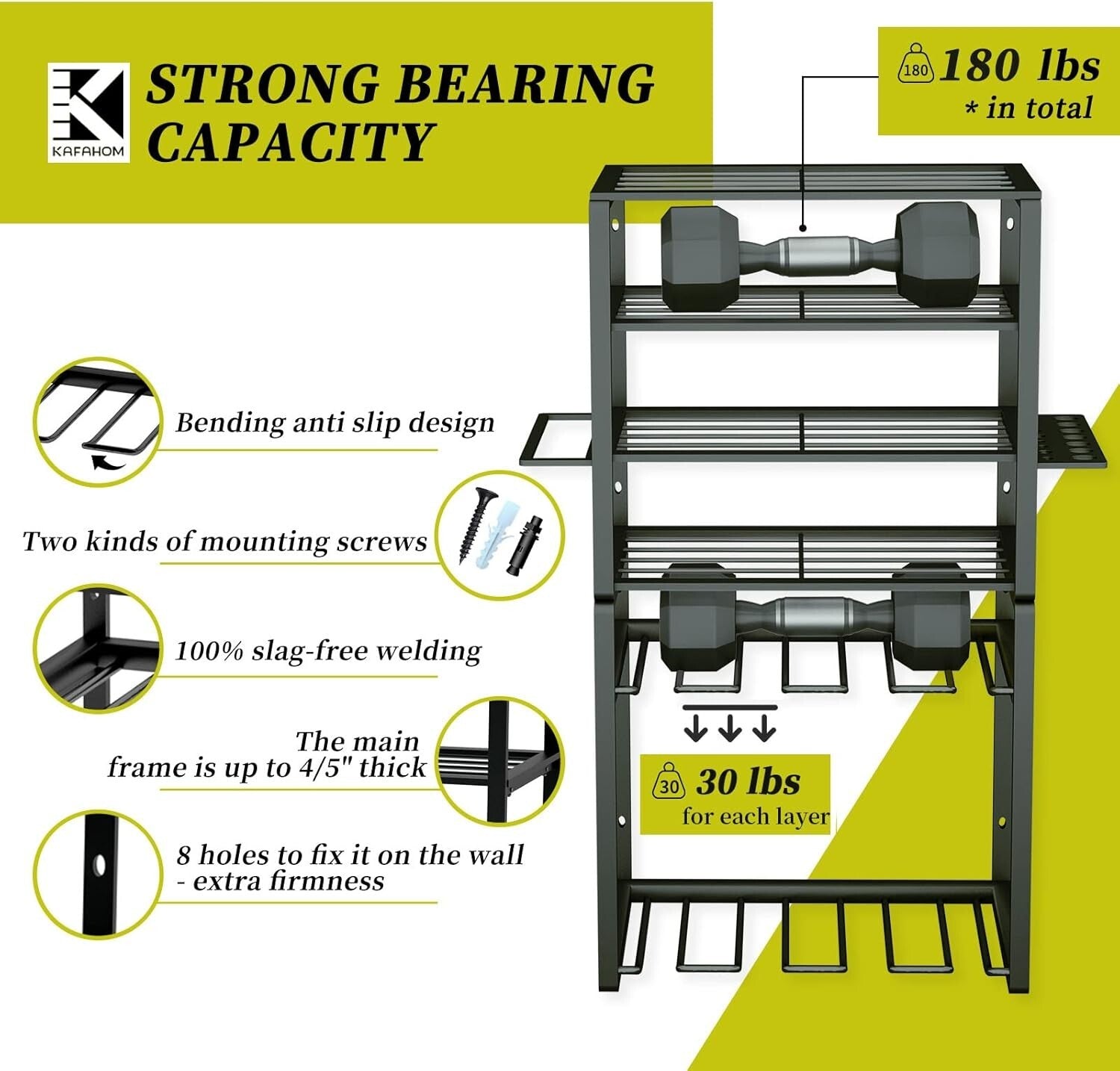 8 Drill Holder Garage Tool Rack - 6-Layer Carbon Steel Storage Shelf for Tools