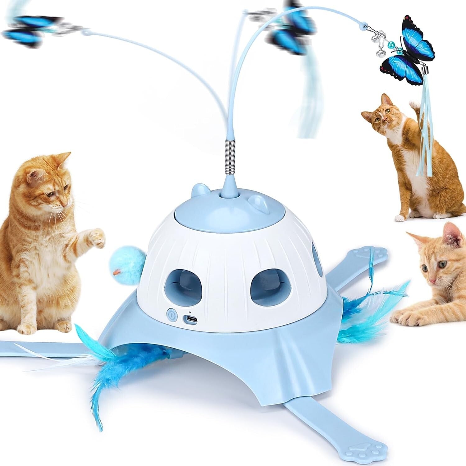 Multi-Cat Friendly Automatic Cat Toy: Whack-a-Mole, Butterfly, Feather Action