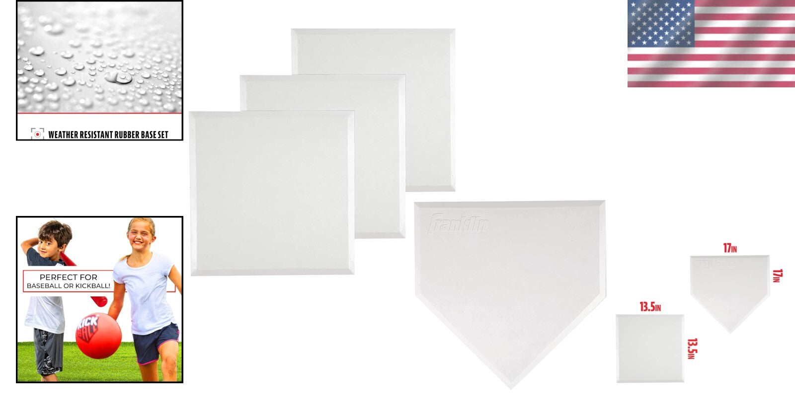 Lightweight Throw-Down Rubber Bases for Baseball, Softball, Kickball Training