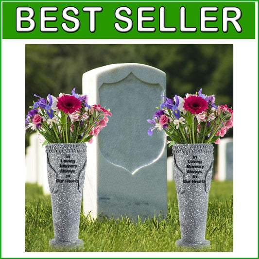 Memorable Cemetery Vases Set with Angel Wings - Weatherproof & Elegant Design