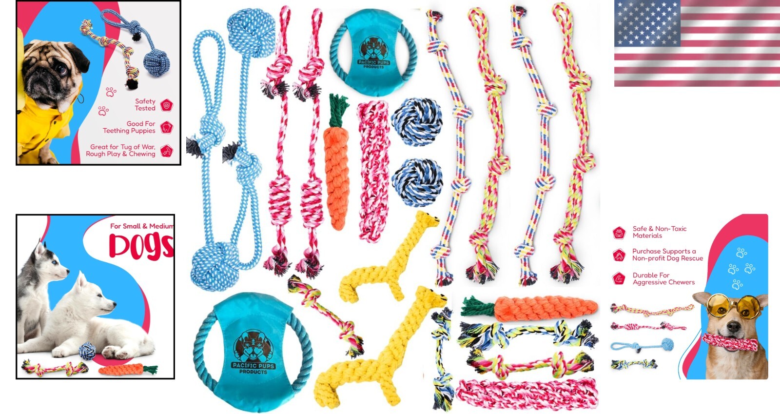 Eco-Friendly Cotton Dog Rope Toys Combo - 11 Durable Options for Fun