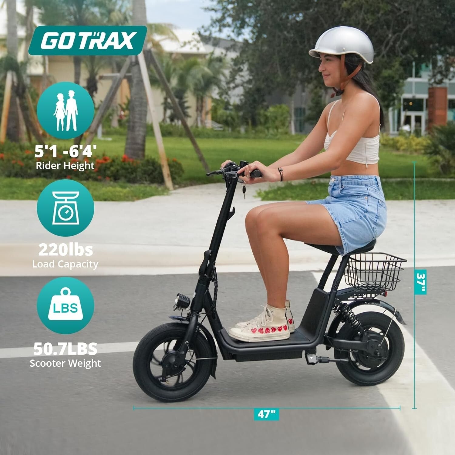 Effortless Commuting: 12" Pneumatic Tire Electric Scooter with Seat for Adults