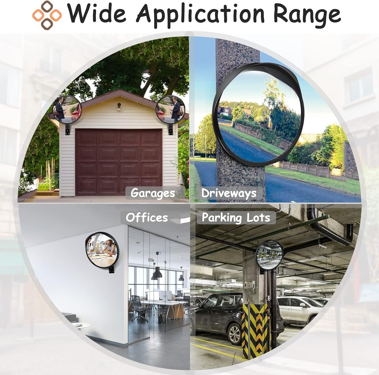 Adjustable Outdoor Blind Spot Convex Mirror - 18'' Safety Solution for Driveways