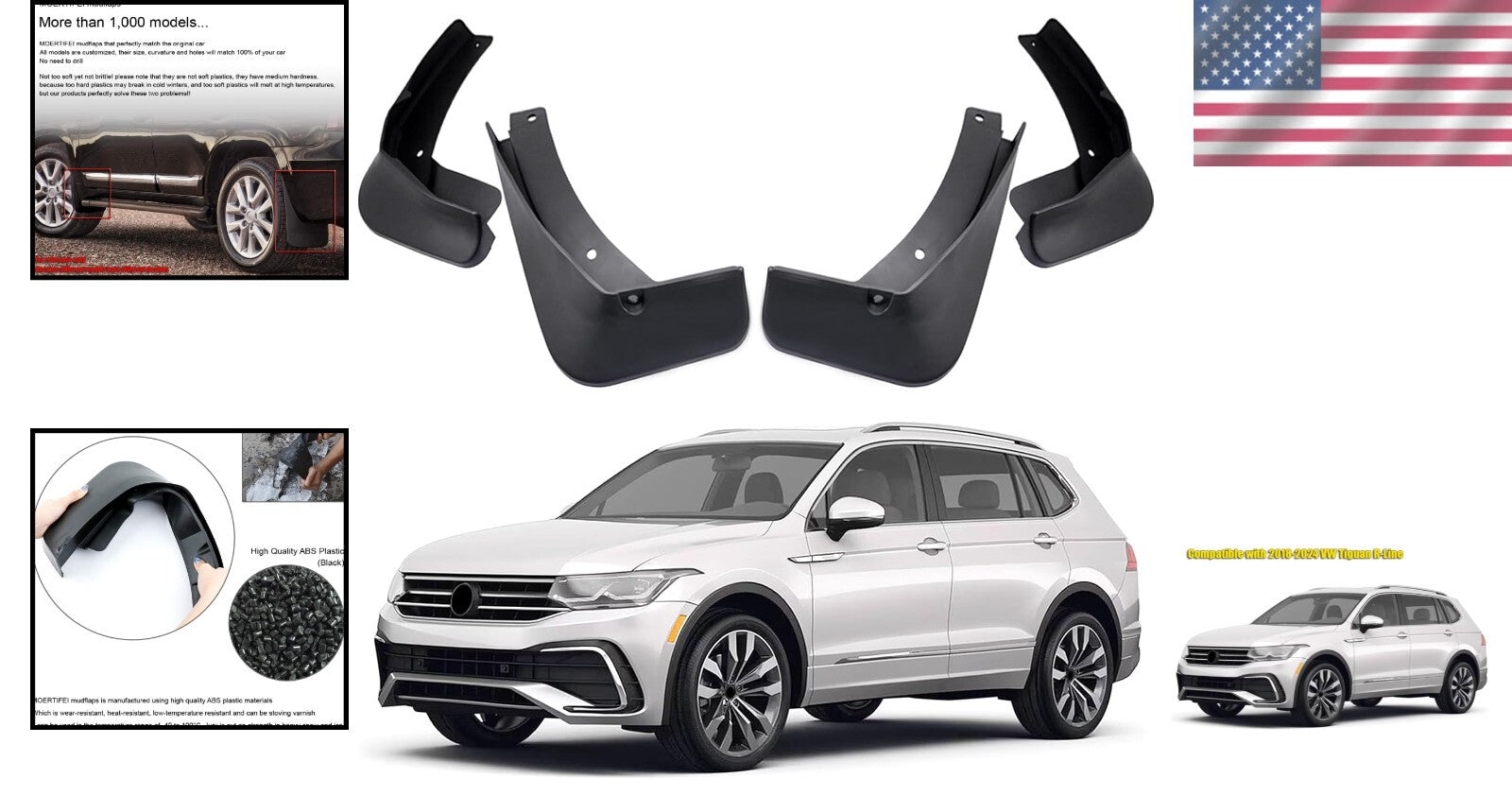 Precision-Fit Mud Flaps for VW Tiguan R-Line 2018-2024 - Kit with Installation