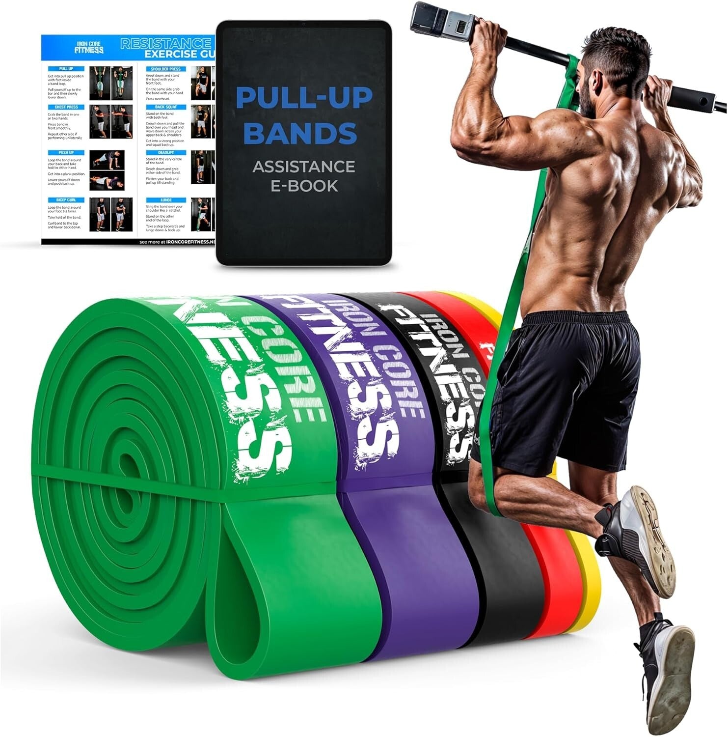 Durable Natural Rubber Resistance Bands Set - 5 Tension Levels for All Fitness