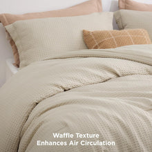 Load image into Gallery viewer, Vintage-Style Waffle Comforter Set Queen in Soft Microfiber - 3 Piece Collection