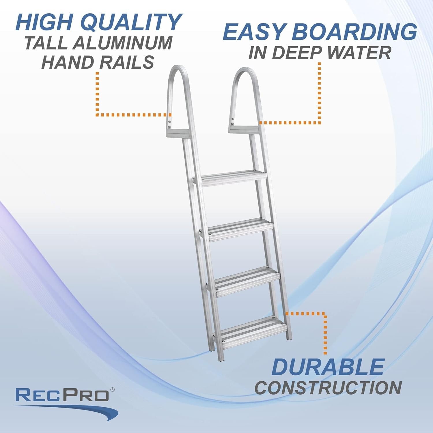 4-Step Removable Aluminum Boarding Ladder with Comfortable Steps & Handrails