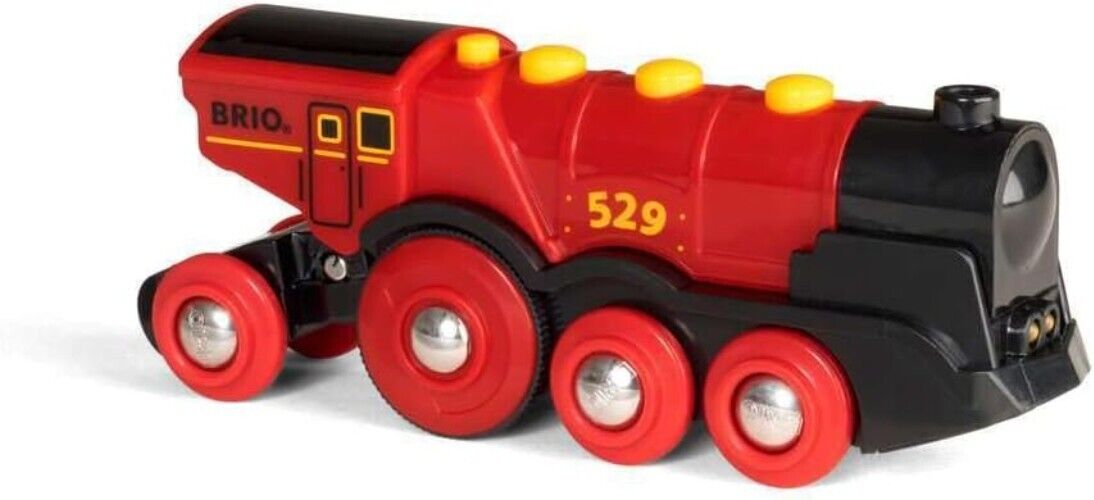 World Mighty Red Battery-Operated Toy Train with Lights, Sounds for Kids Age 3+