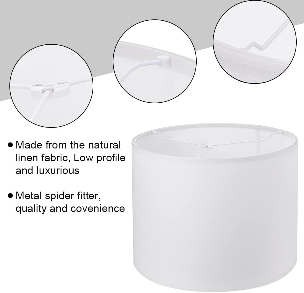 Elegant White Linen Drum Lampshade 13x13x10 for Table & Floor Lamps