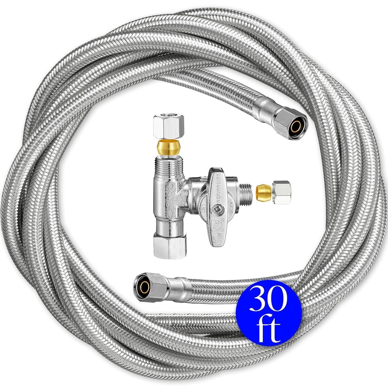 Effortless Installation Ice Maker Water Line Kit - 30' Stainless Steel Solution