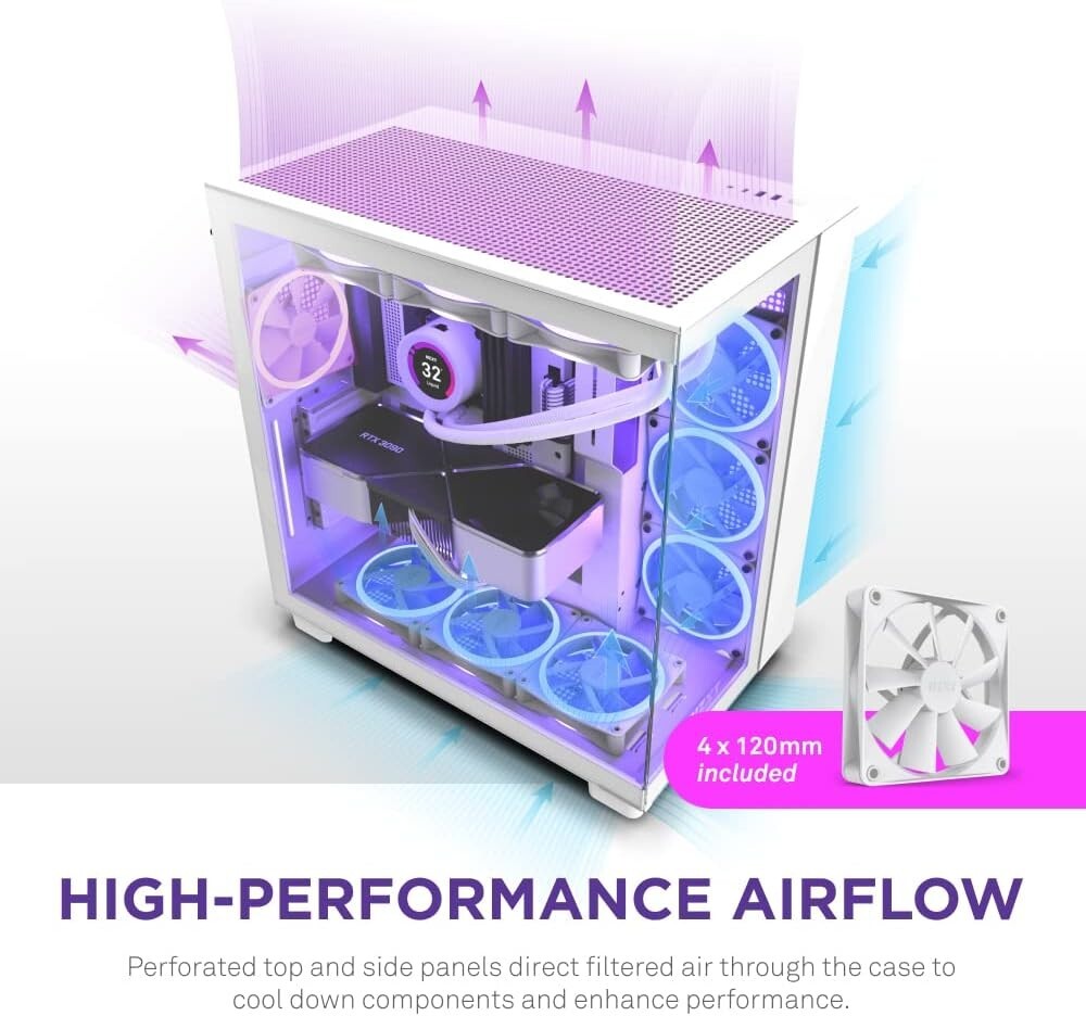 Elegant H9 Flow Mid-Tower PC Case with 360mm Radiator Support & Cable Management