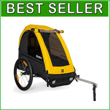 Load image into Gallery viewer, Yellow &amp; Black Kids Lightweight Bike Trailer with Safety Features &amp; Cargo Space