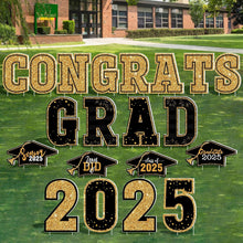 Load image into Gallery viewer, Celebrate Graduation with 20 PCS Black Gold Signs, 2025 Graduation Yard Decor