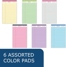 Load image into Gallery viewer, 72 Pack Recycled Mini Legal Writing Pads - Assorted Pastel Colors 5"x8"