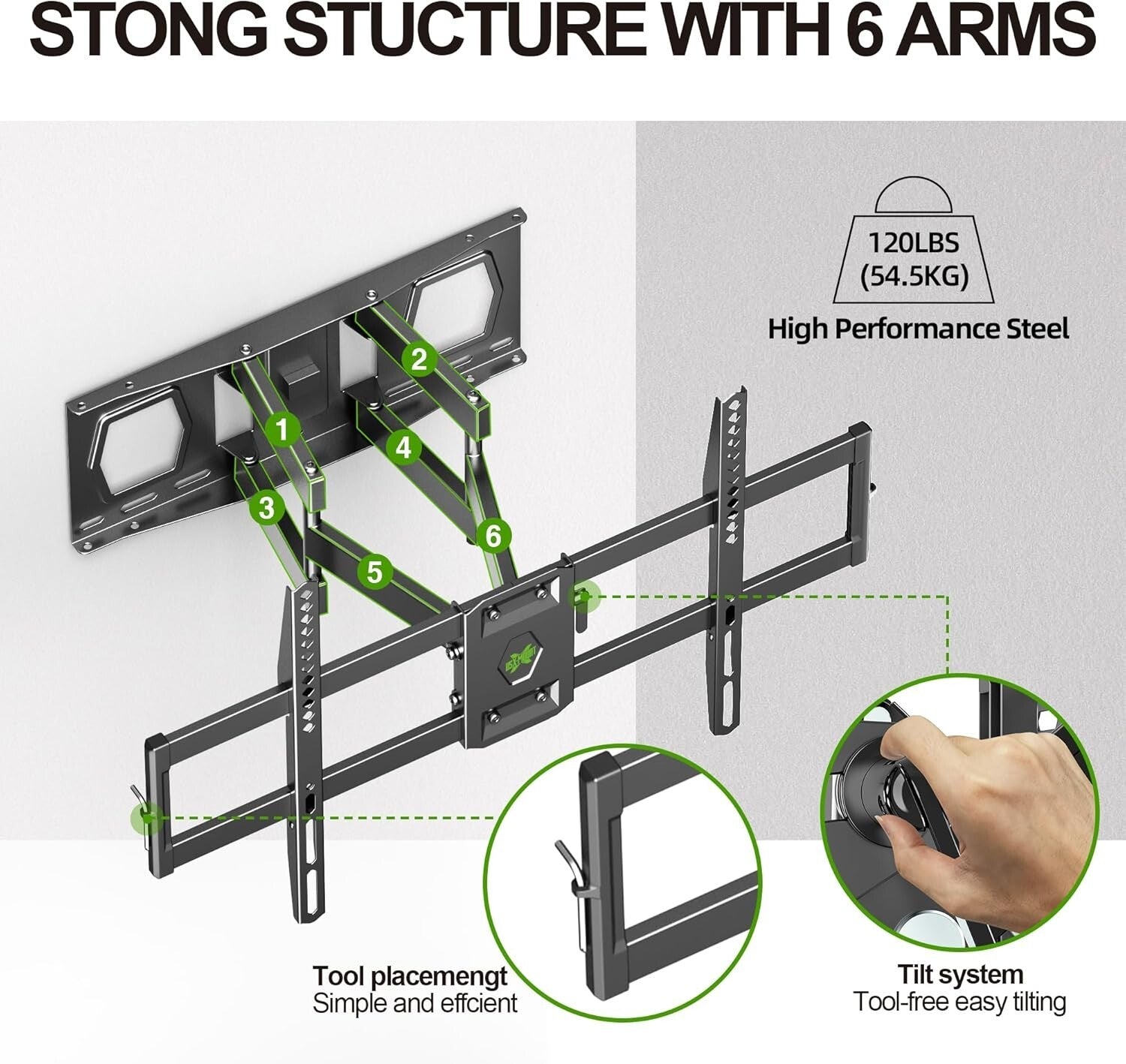 Articulating TV Wall Bracket for 37-86 Inches - Tilt, Swivel, and Easy Setup