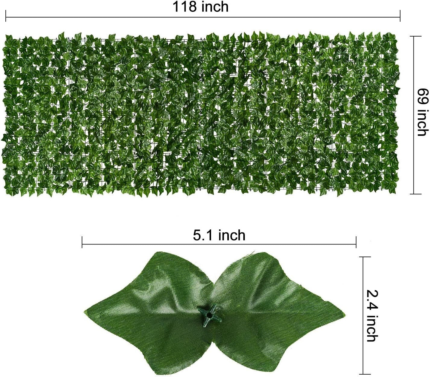 118x69in Artificial Ivy Privacy Fence - Lightweight Outdoor Garden Decor