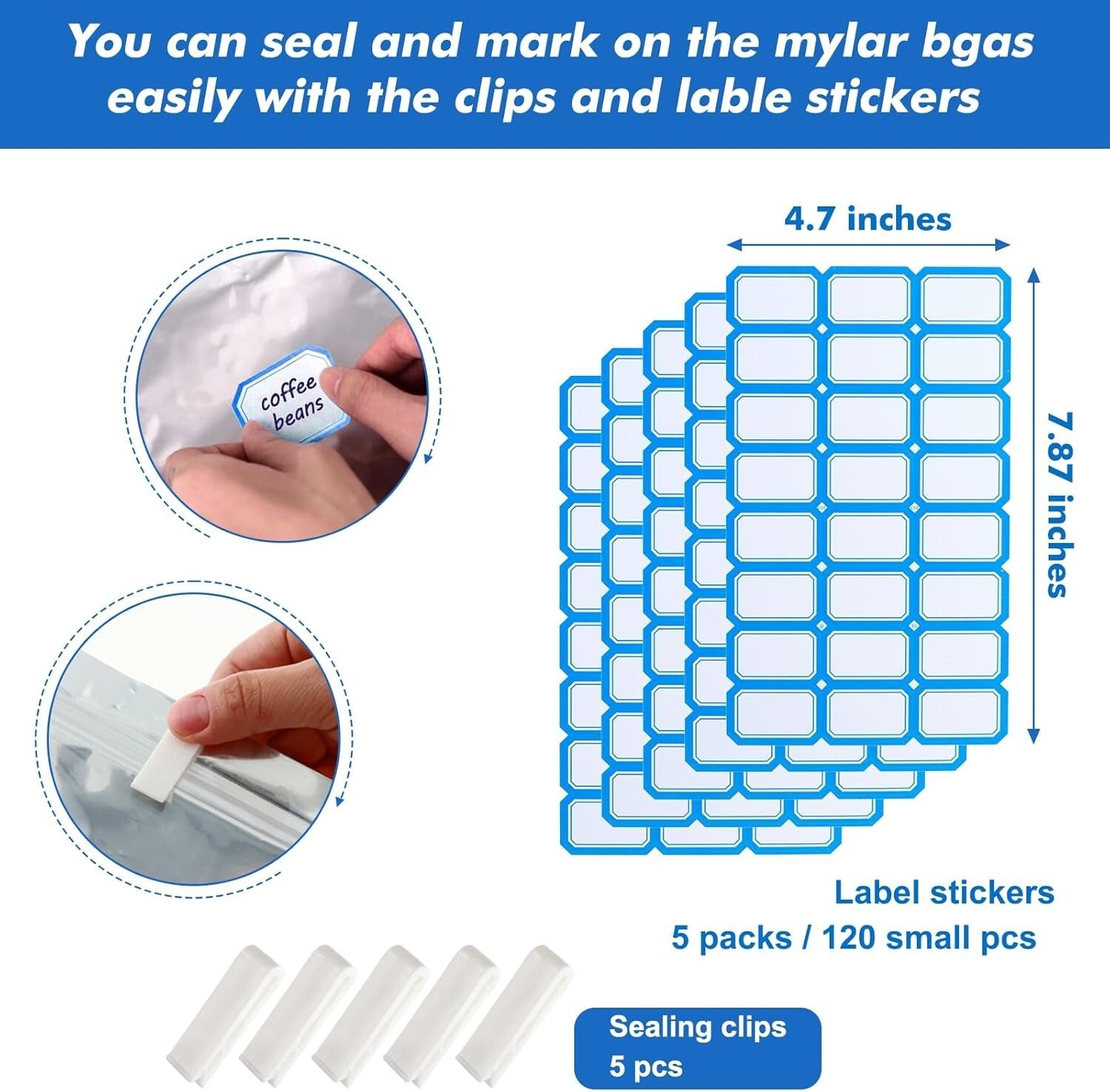 400-Pack Large Resealable Mylar Bags for Food Storage - Smell Proof & Waterproof