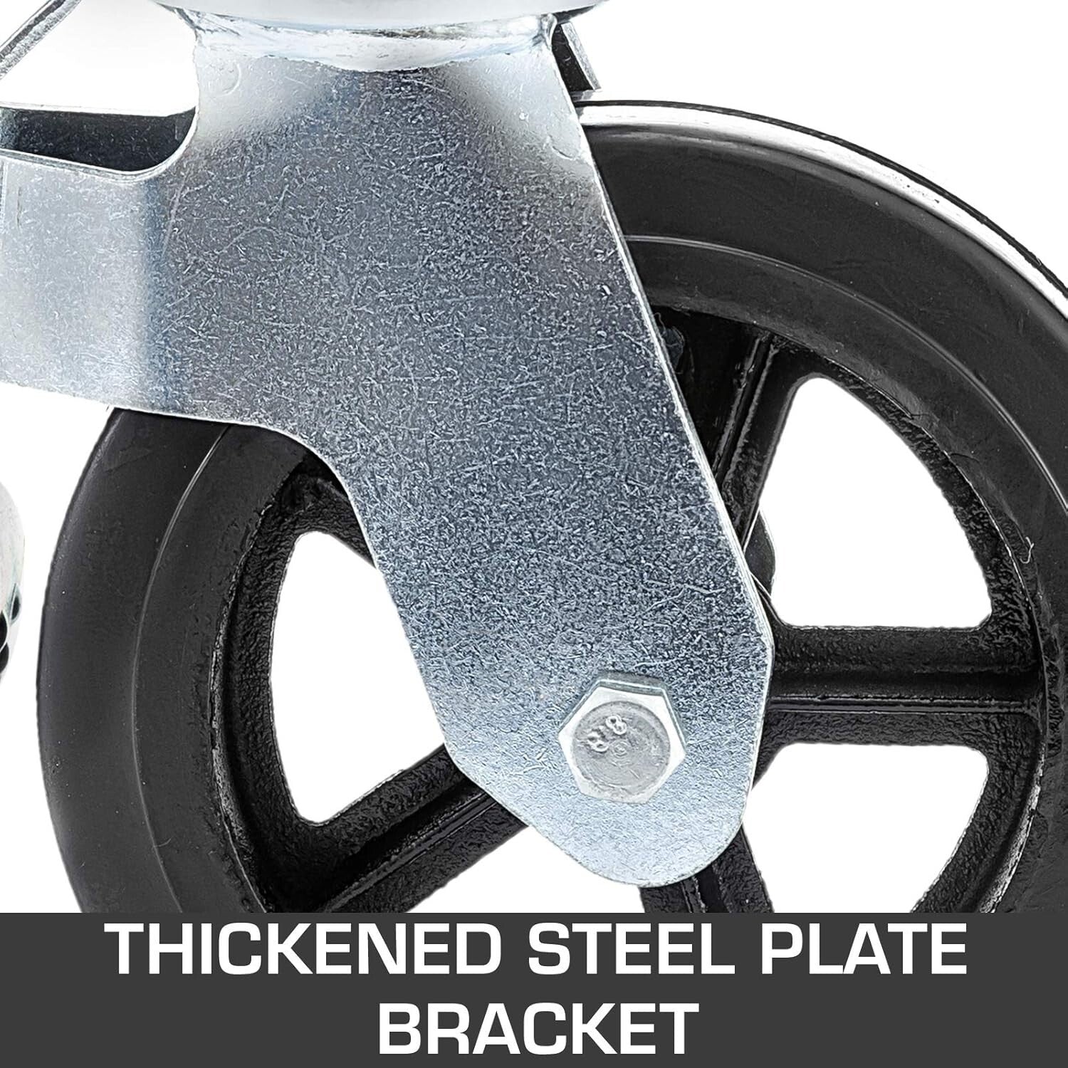 Durable 8 x 2 Inch Heavy-Duty Swivel Casters with Double Lock - 1100LBS Capacity