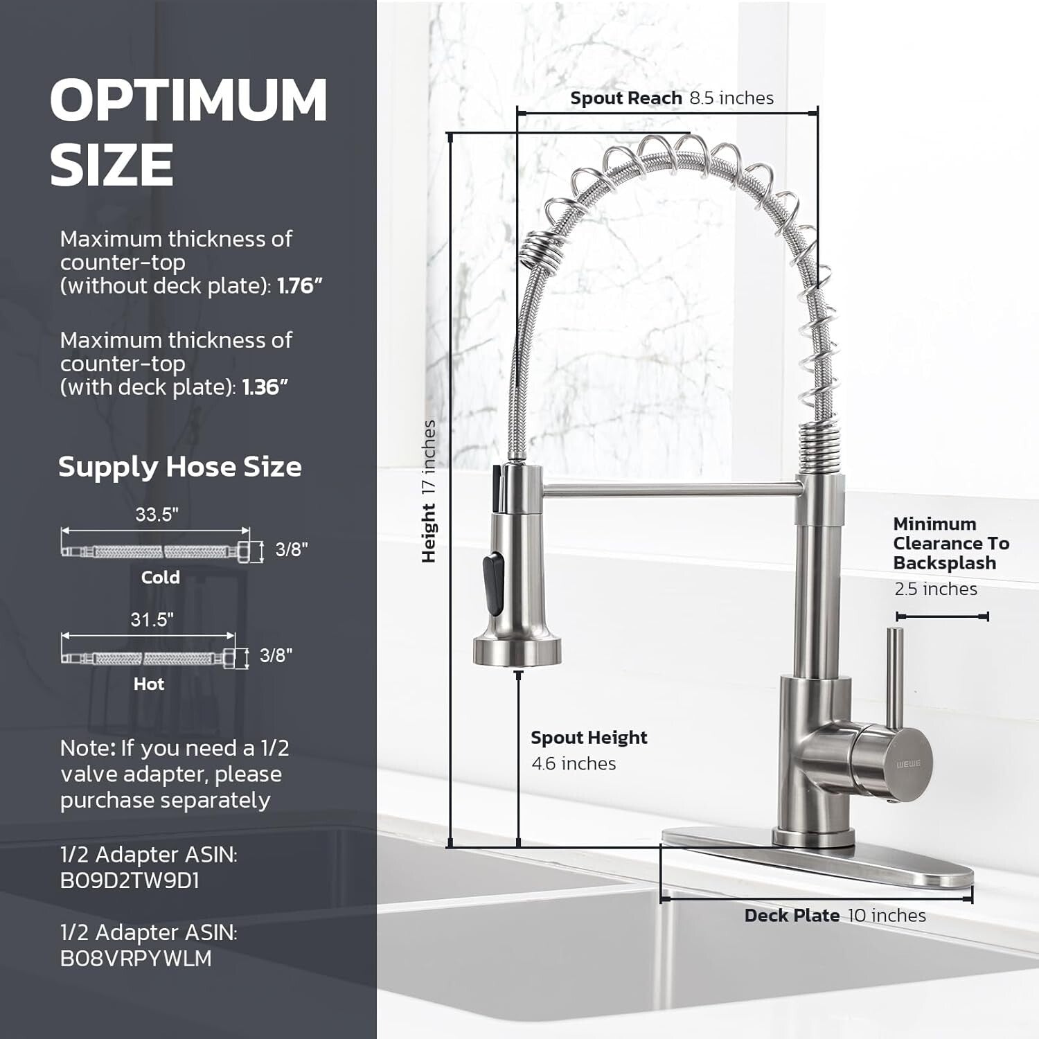 Dual Function Brushed Nickel Kitchen Faucet & Soap Dispenser - Modern Style