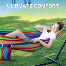 Load image into Gallery viewer, Heavy Duty Double Hammock &amp; Durable Stand - Tropical Outdoor Relaxation Set