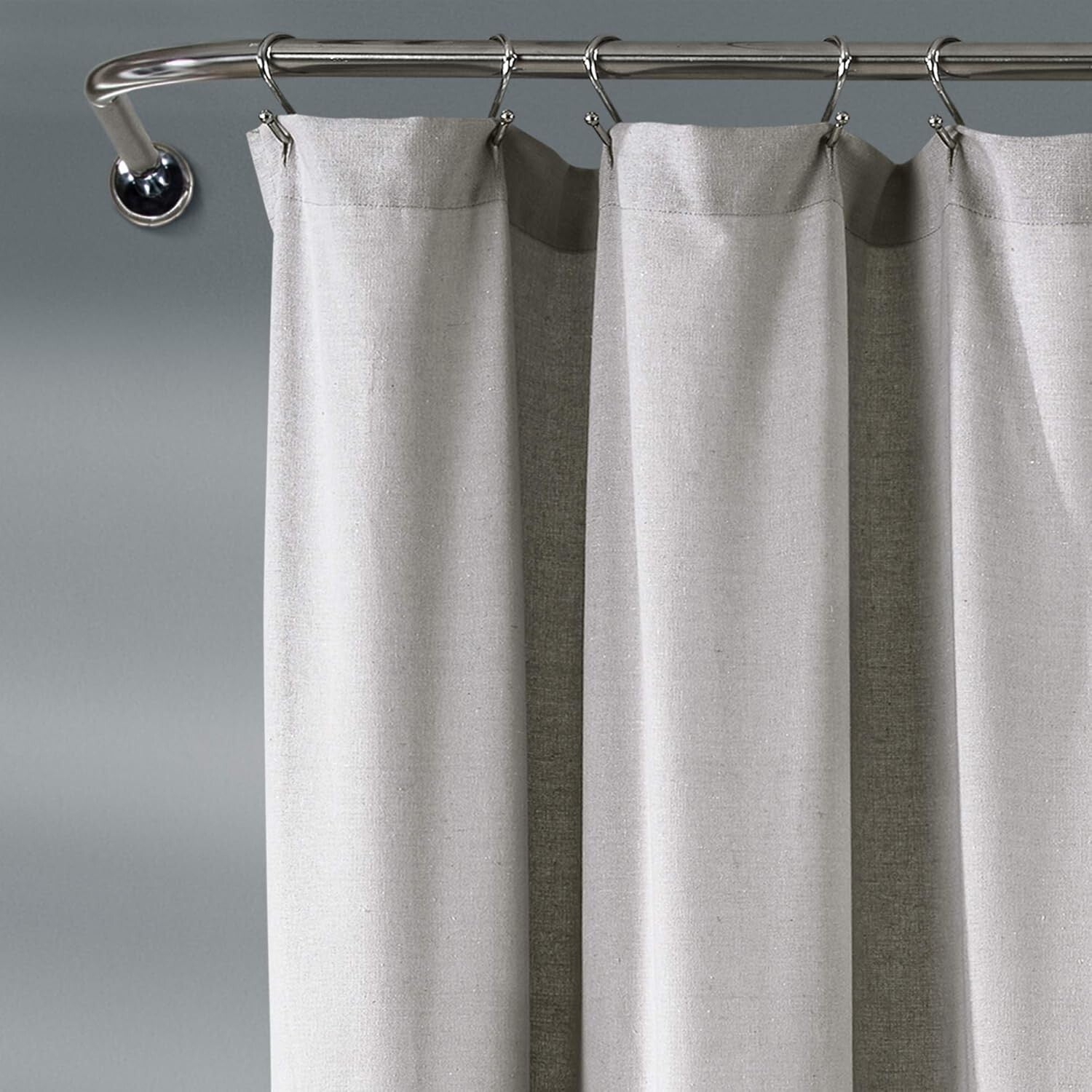 Elegant Farmhouse Shower Curtain 72" W x 78" L - Pleated Design with Buttons