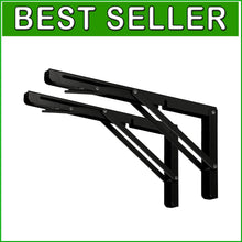 Load image into Gallery viewer, Stylish 20” Black Folding Brackets with 550 lb Load - Perfect for DIY Projects
