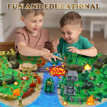 Load image into Gallery viewer, Complete Military Toy Set - 124 Plastic Army Men, Tanks &amp; Helicopters for Kids