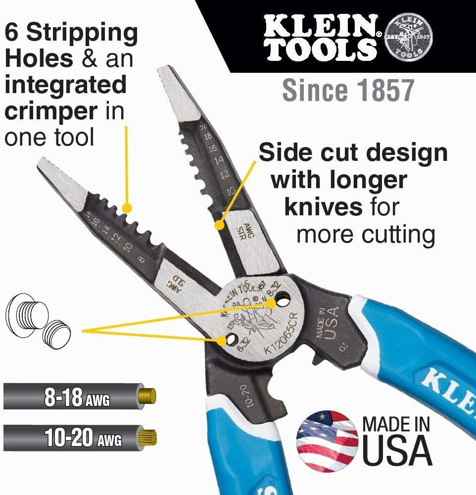 Versatile Wire Stripper, Cutter & Crimper Tool for 8-20 AWG Wire - Made in USA