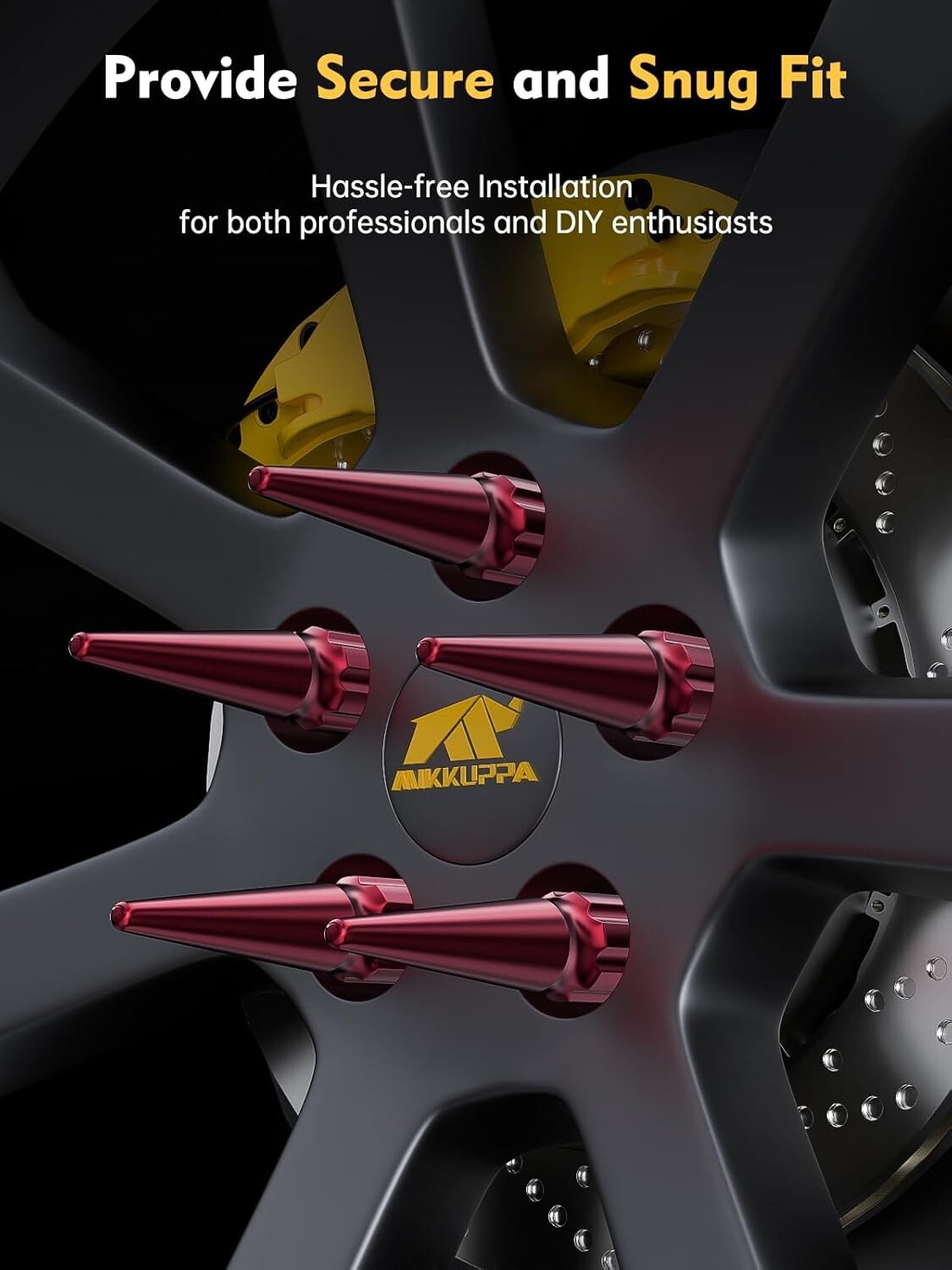 1/2-20 Red Spike Lug Nut Set with Socket Key - Perfect for Jeep & Dodge Cars