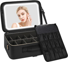 Load image into Gallery viewer, LED Makeup Bag with Adjustable Compartments &amp; Brush Holder - Travel Organizer