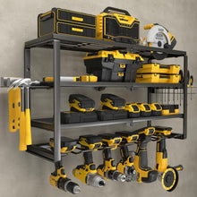 Load image into Gallery viewer, Wall Mounted Tool Storage Rack with Charging Shelf - 24 Inch Power Organizer