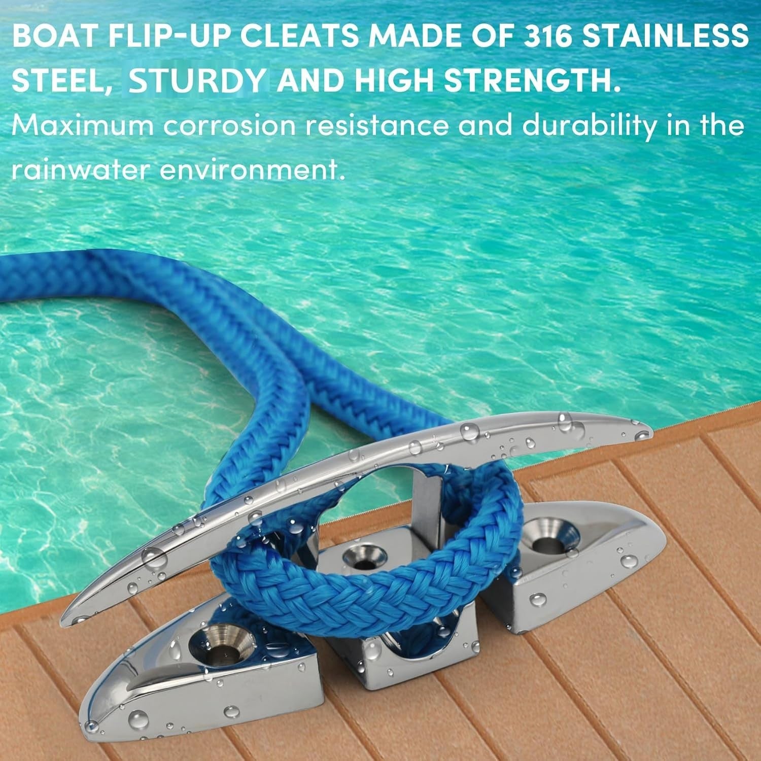 Durable 316 Stainless Steel Boat Cleats - Folding Design, Easy Installation