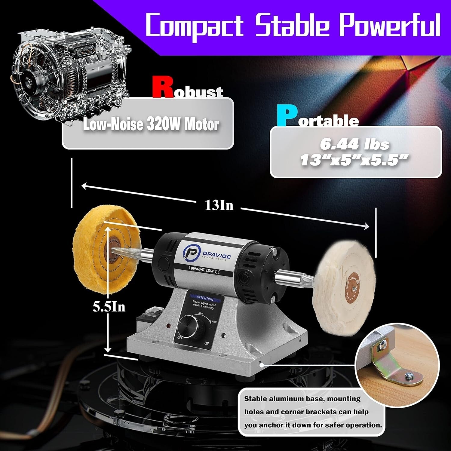 Compact Low-Noise Polishing & Buffing Machine - Ideal for Jewelry and Dental Use