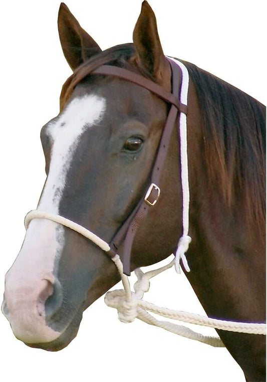 Perfect Training Hackamore Bridle | Durable Rope Nose and Nylon Headstall