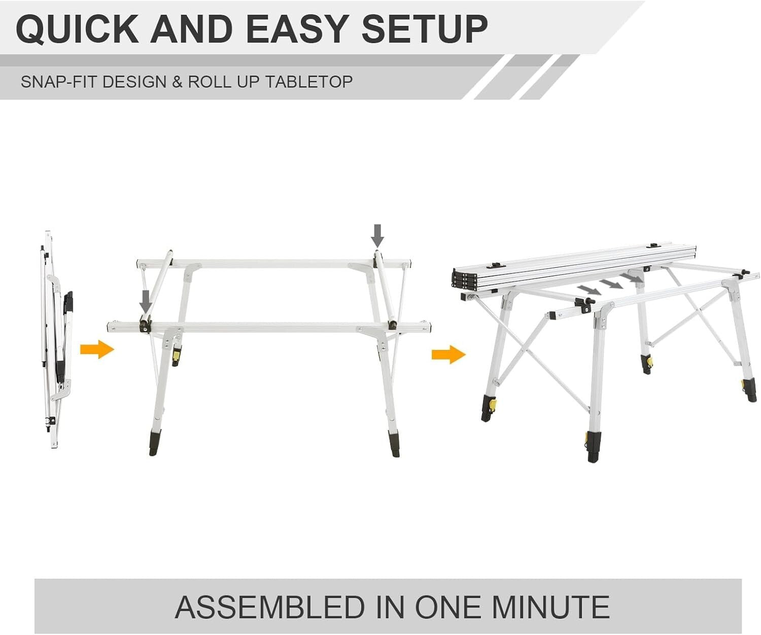 Versatile Aluminum Folding Table for Camping with Quick Setup - 132 lbs Capacity
