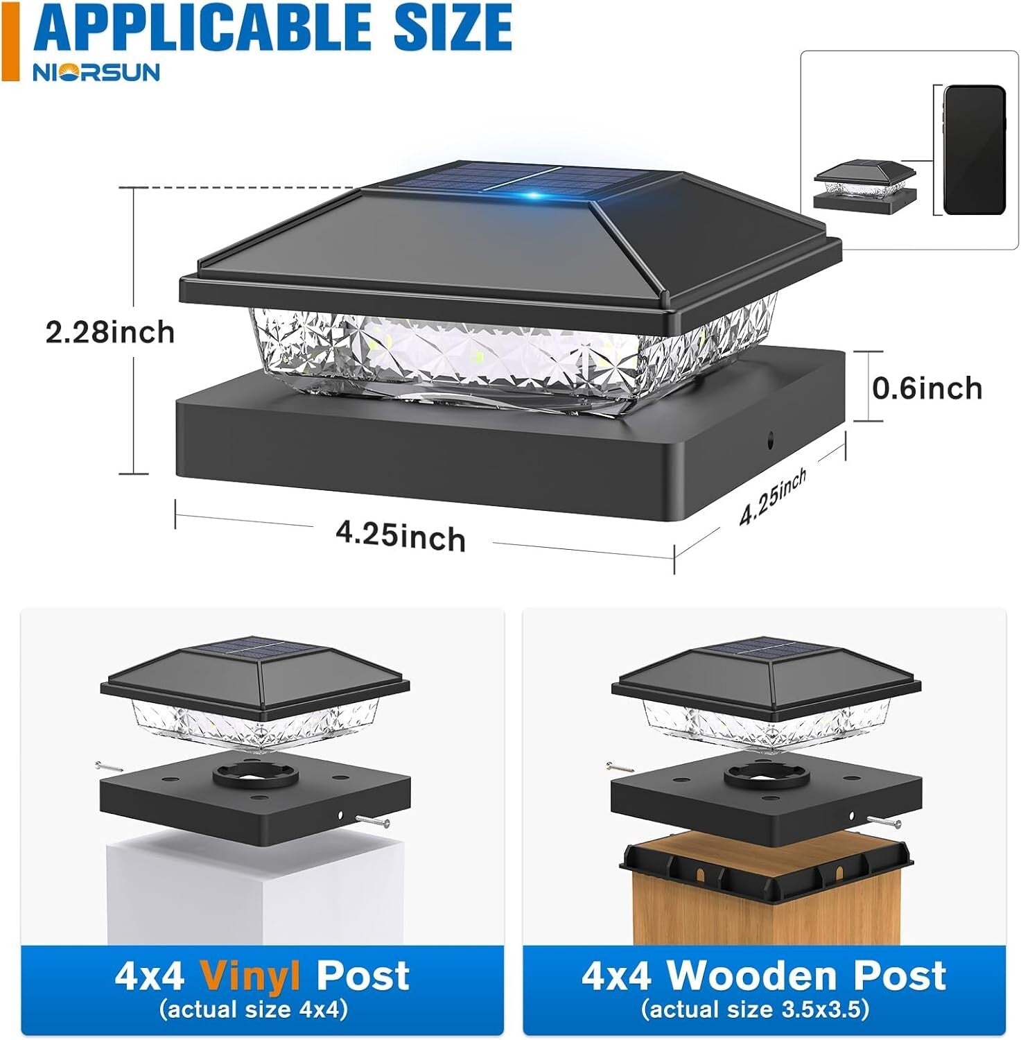 Bright LED Solar Post Lights - 4x4 Waterproof Yard Decor, 10+ Hours Illumination