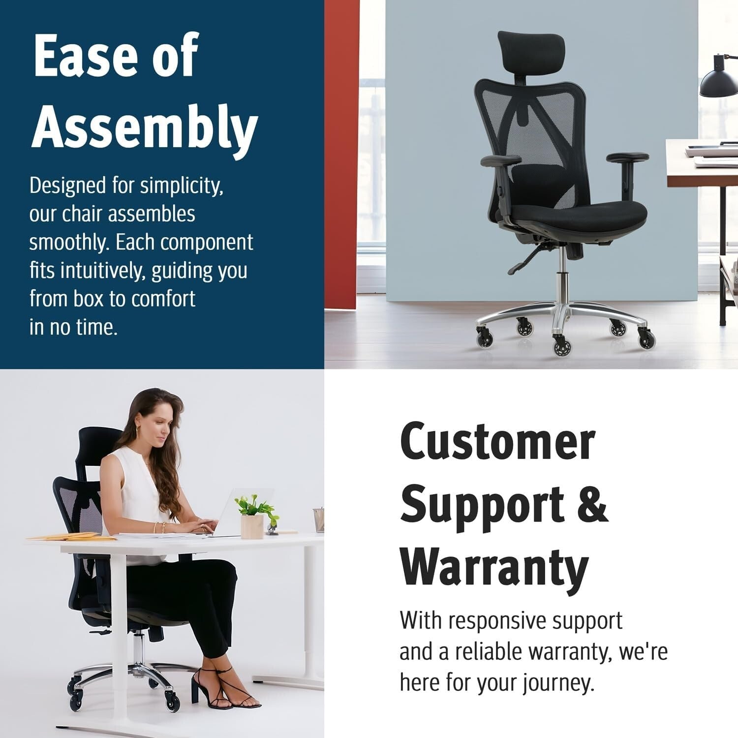 Ergonomic Office Chair with Adjustable Lumbar Support & Rollerblade Wheels