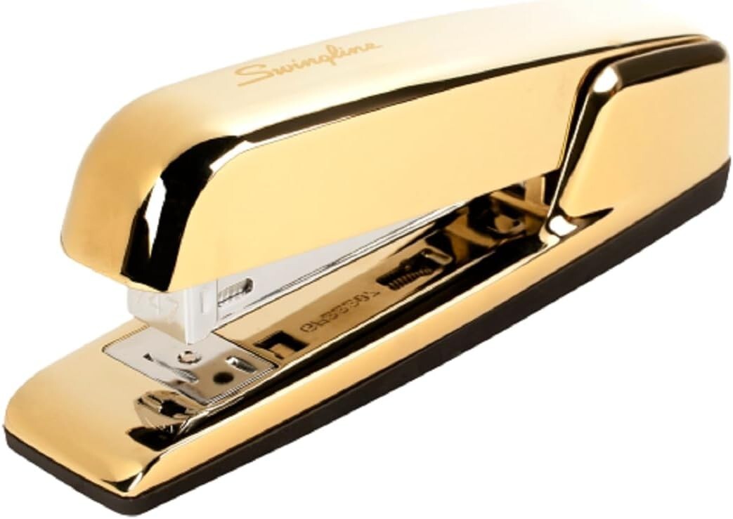 Elegant Gold Metallic Stapler - Heavy-Duty, 30 Sheet, Perfect for Office Use