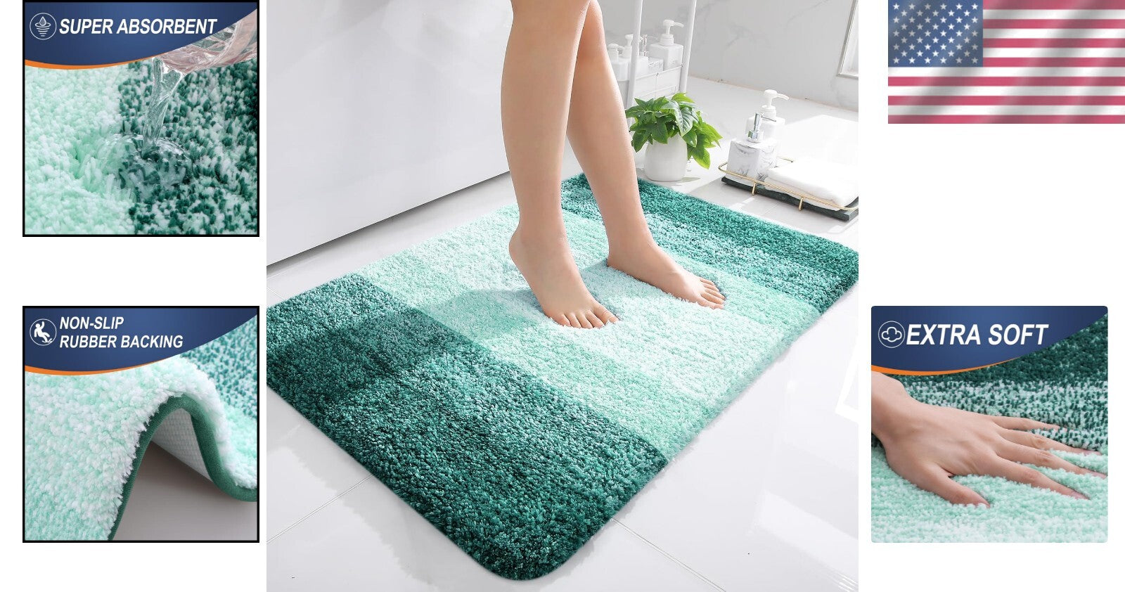 Elegant Rubber-Backed Microfiber Bath Mat 36x24 - Soft, Washable & Non-Slip