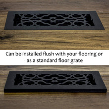Load image into Gallery viewer, Elegant Victorian Floor Register, 6x10 in Cast Iron Black for Timeless Decor
