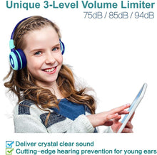 Load image into Gallery viewer, Stylish Over-Ear Kids Headphones with Volume Safety Limit &amp; Hard Carrying Case