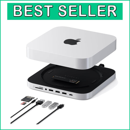 6-in-1 Mac Mini Hub & Stand: High-Speed SSD Enclosure & USB C Docking Station