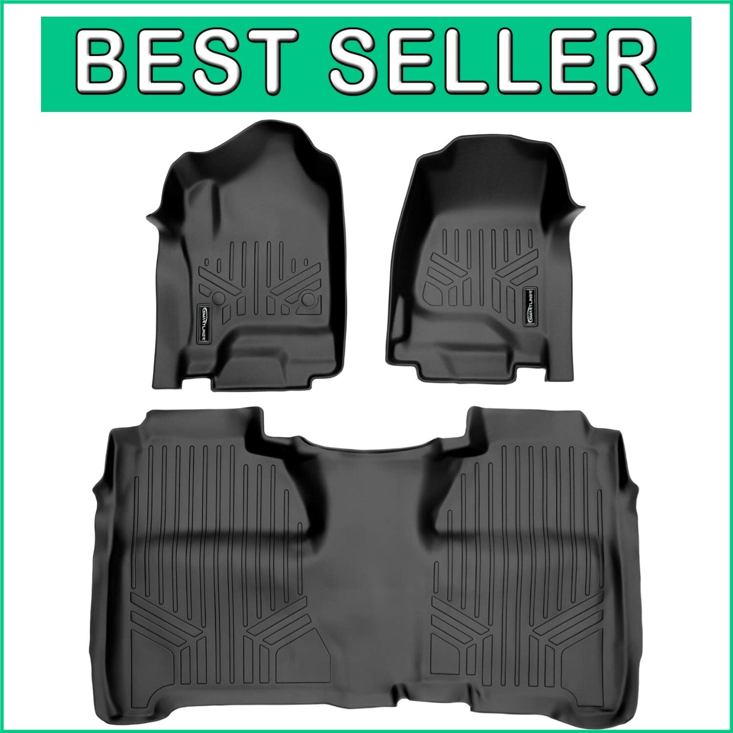 Durable Black Floor Mats 2 Row Liner for Crew Cab 2014-2018 Chevy Silverado